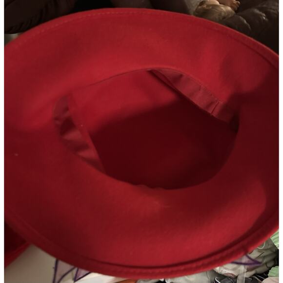 VTG Lot 2 Red Wool Velvet Cotton Cloche Hats 90s Women\'s Hippy Y2K Blossom